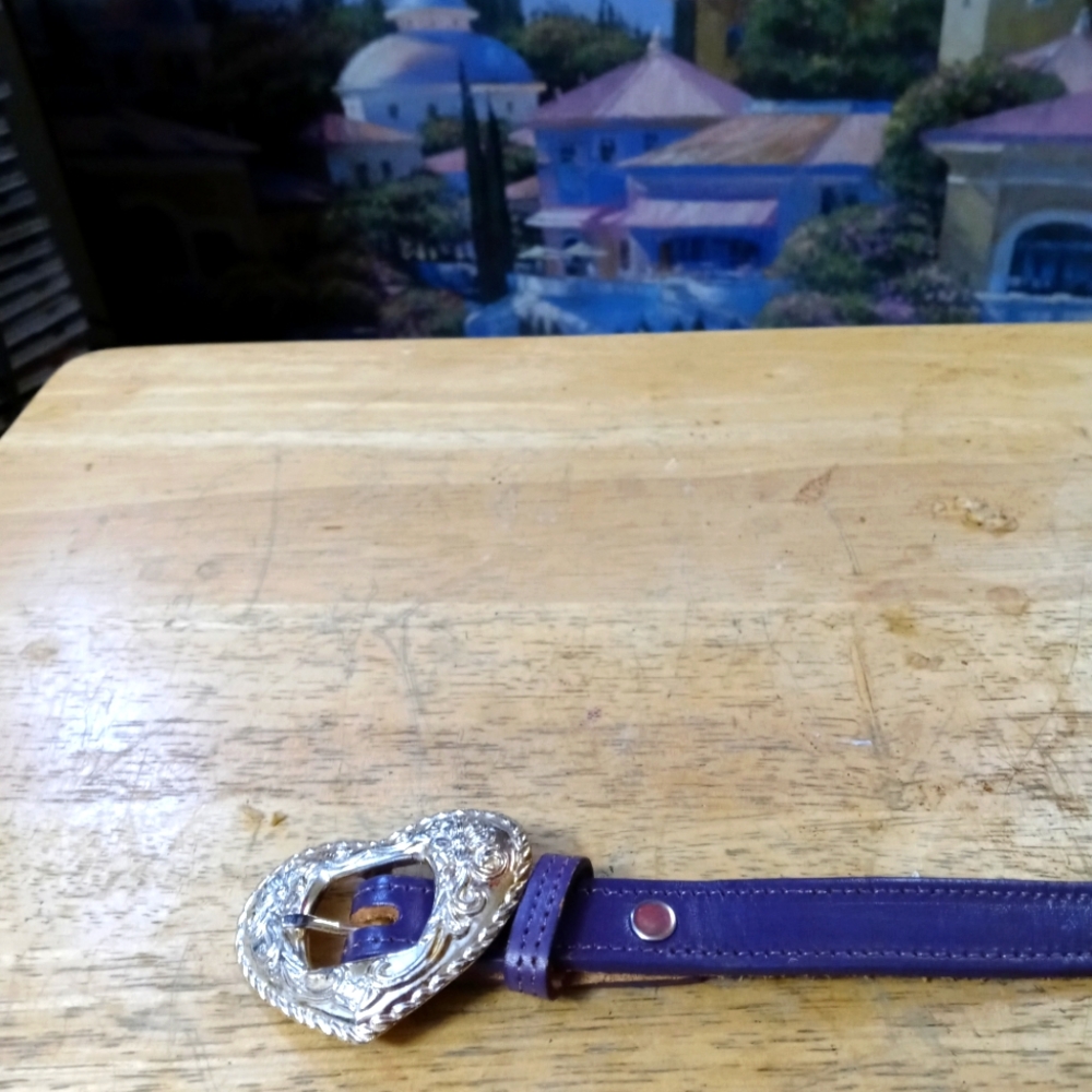 DUN DEE MADE IN TEXAS USA PURPLE LEATHER BELT COWGIRL 33"-36",GIFT IT!
